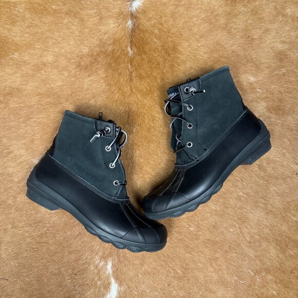 Sperry Duck Boots Black Waterproof Lace Up Winter Boots Size 7 (Fits 7.5–8) - Picture 2 of 9